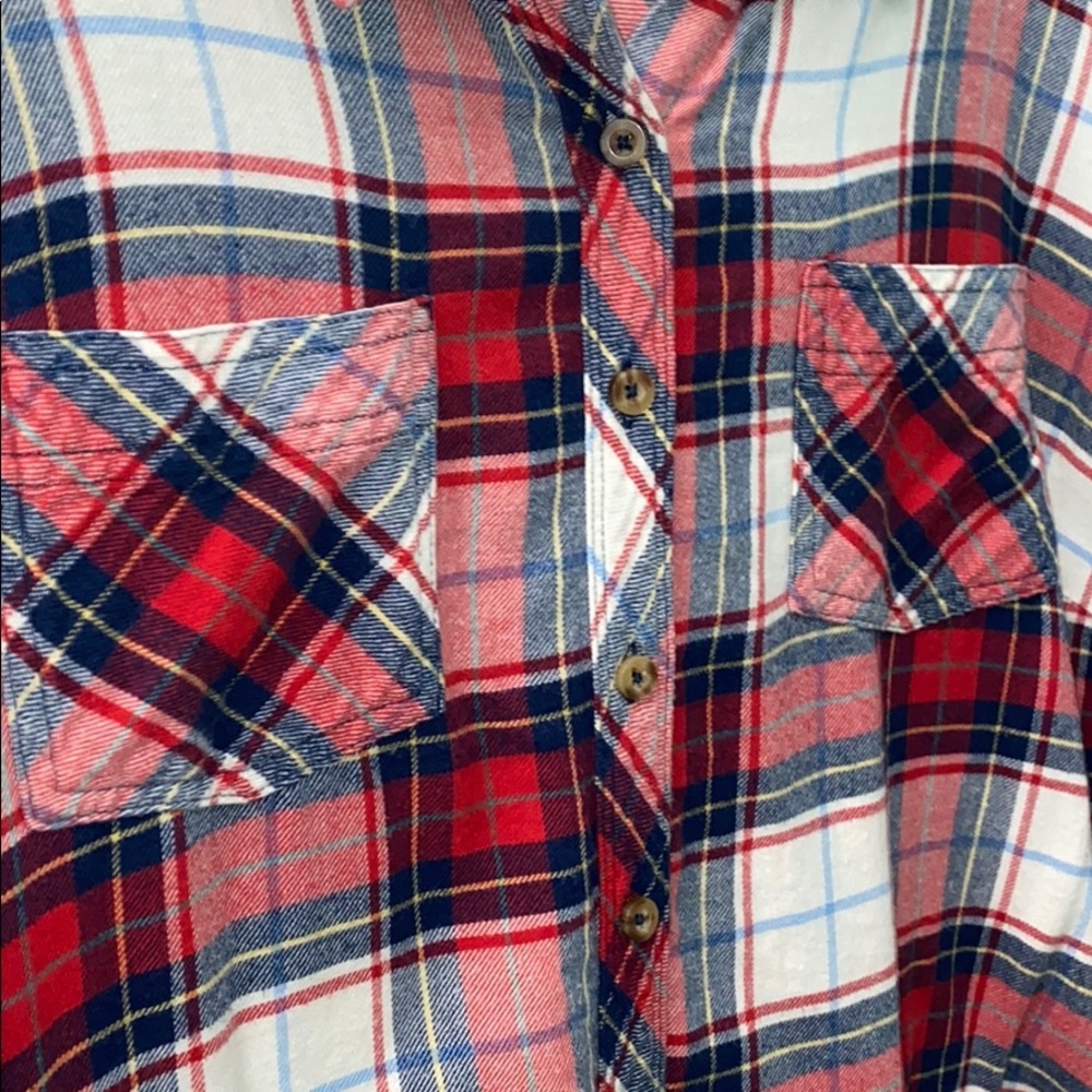 Red & Blue plaid button down - Picture 2 of 4